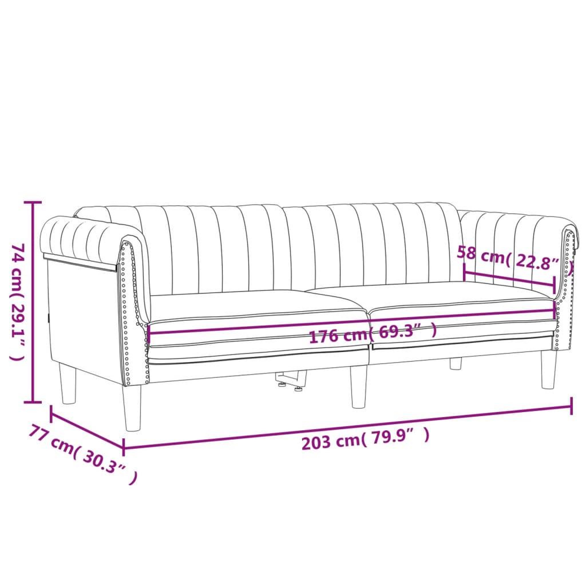 Voir la diapositive 6 : VIDAXL Canape a 3 places creme velours