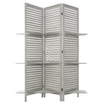 ATMOSPHERA Paravent en bois  3 étagères L120cm EVE. Coloris disponibles : Bois