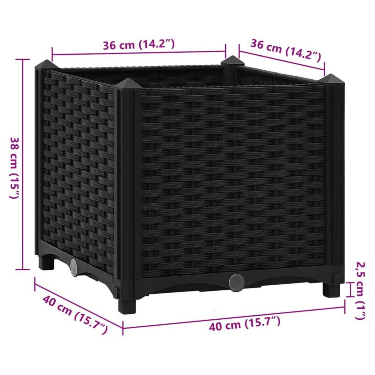 VIDAXL Lit sureleve 40x40x38 cm Polypropylene