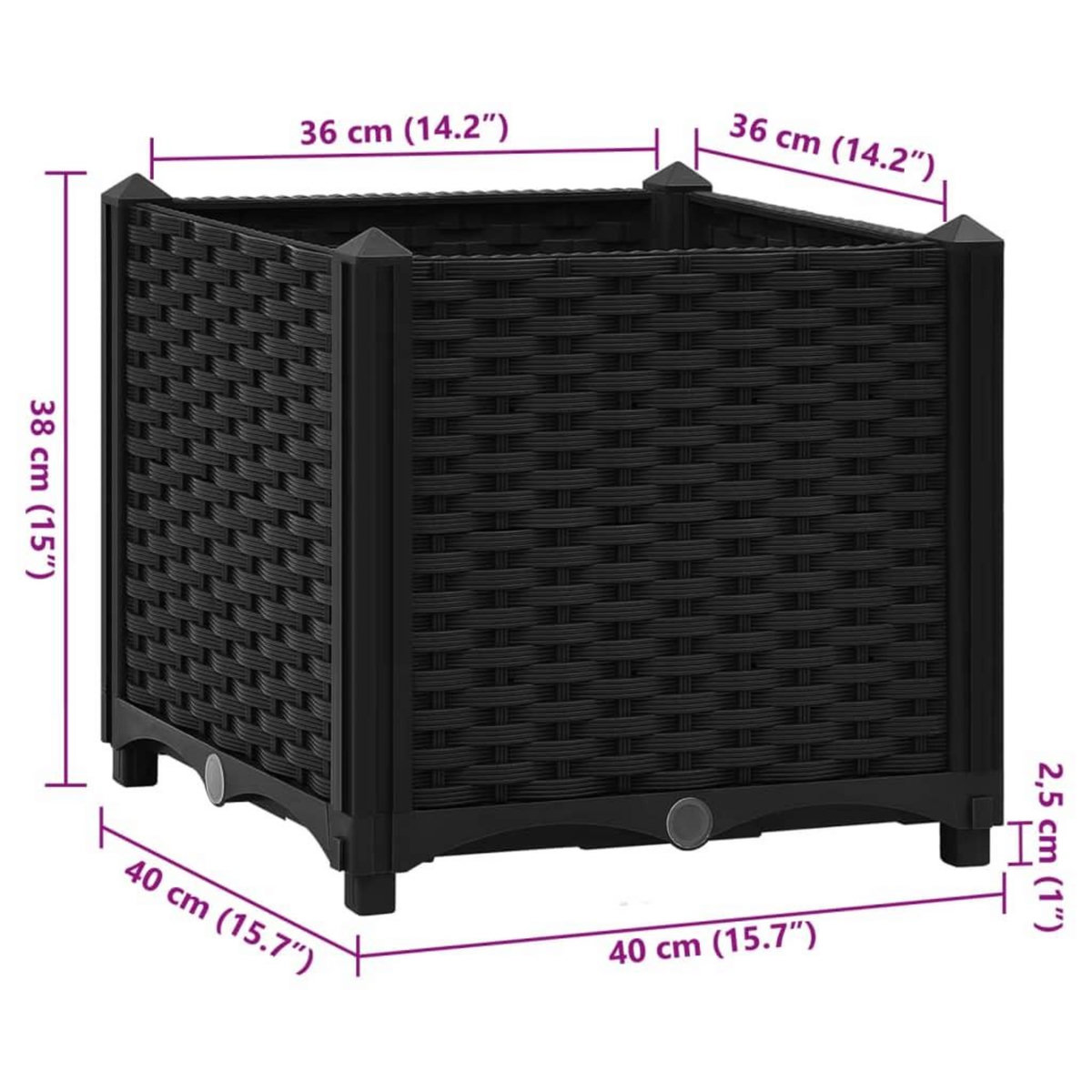 VIDAXL Lit sureleve 40x40x38 cm Polypropylene