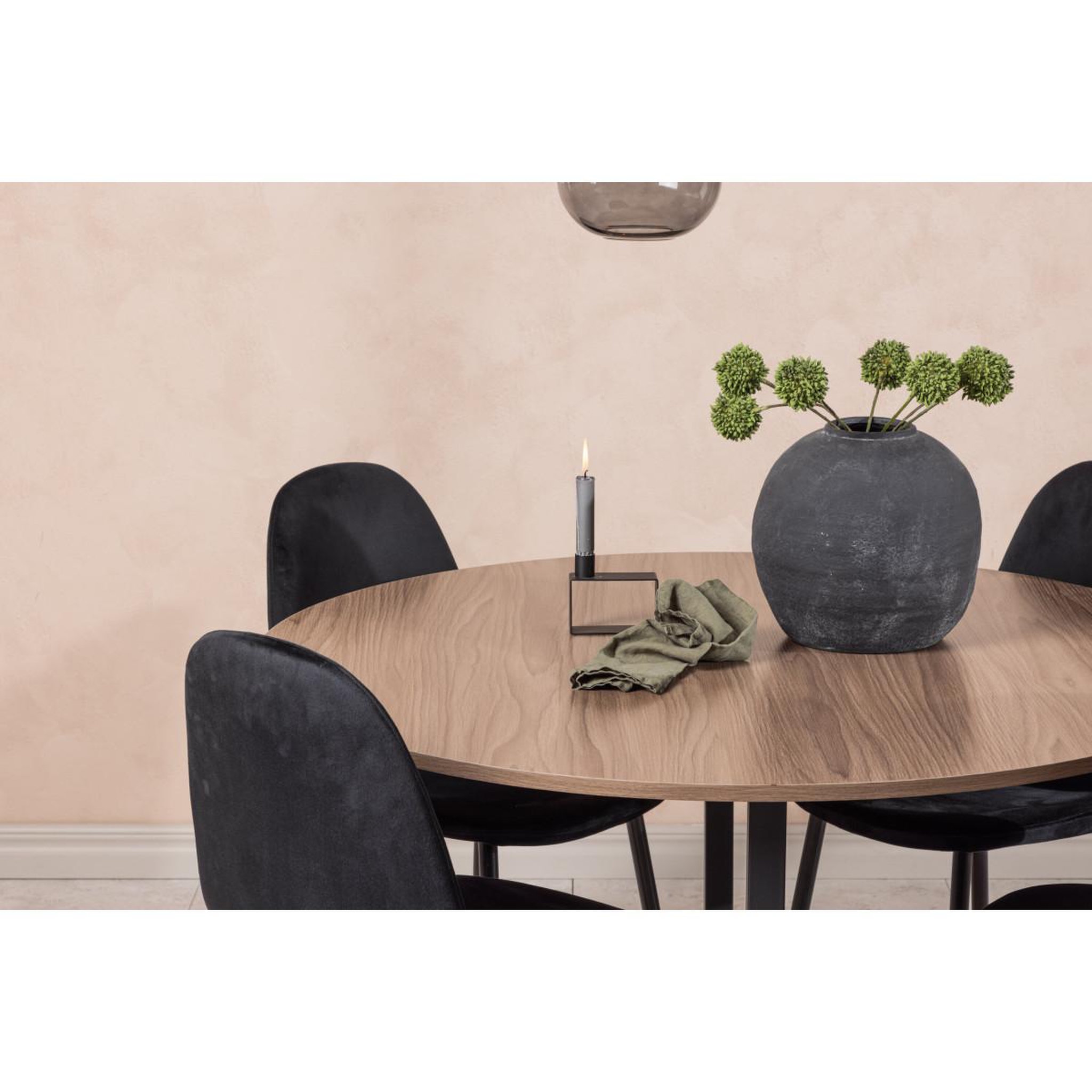Voir la diapositive 6 : Paris Prix Ensemble table à manger & 4 chaises  durango & polar  120cm noyer & noir