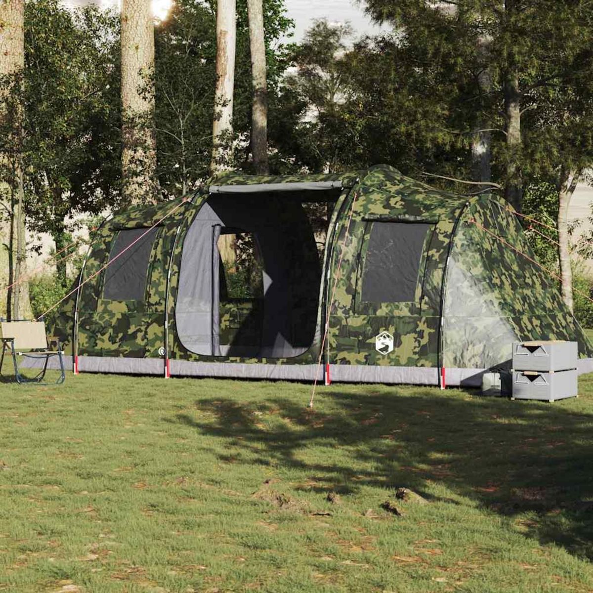 VIDAXL Tente de camping tunnel 4 personnes camouflage impermeable