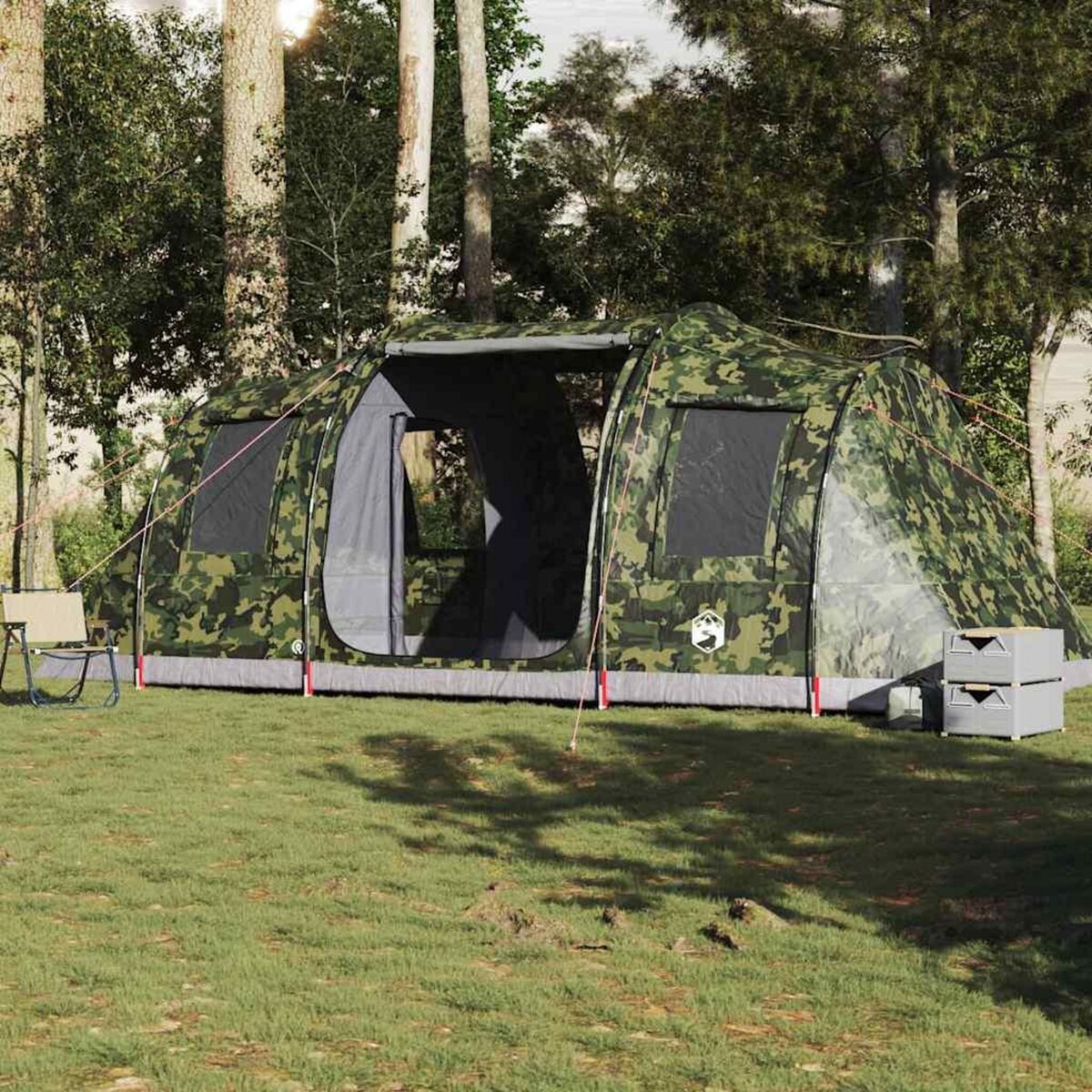 VIDAXL Tente de camping tunnel 4 personnes camouflage impermeable