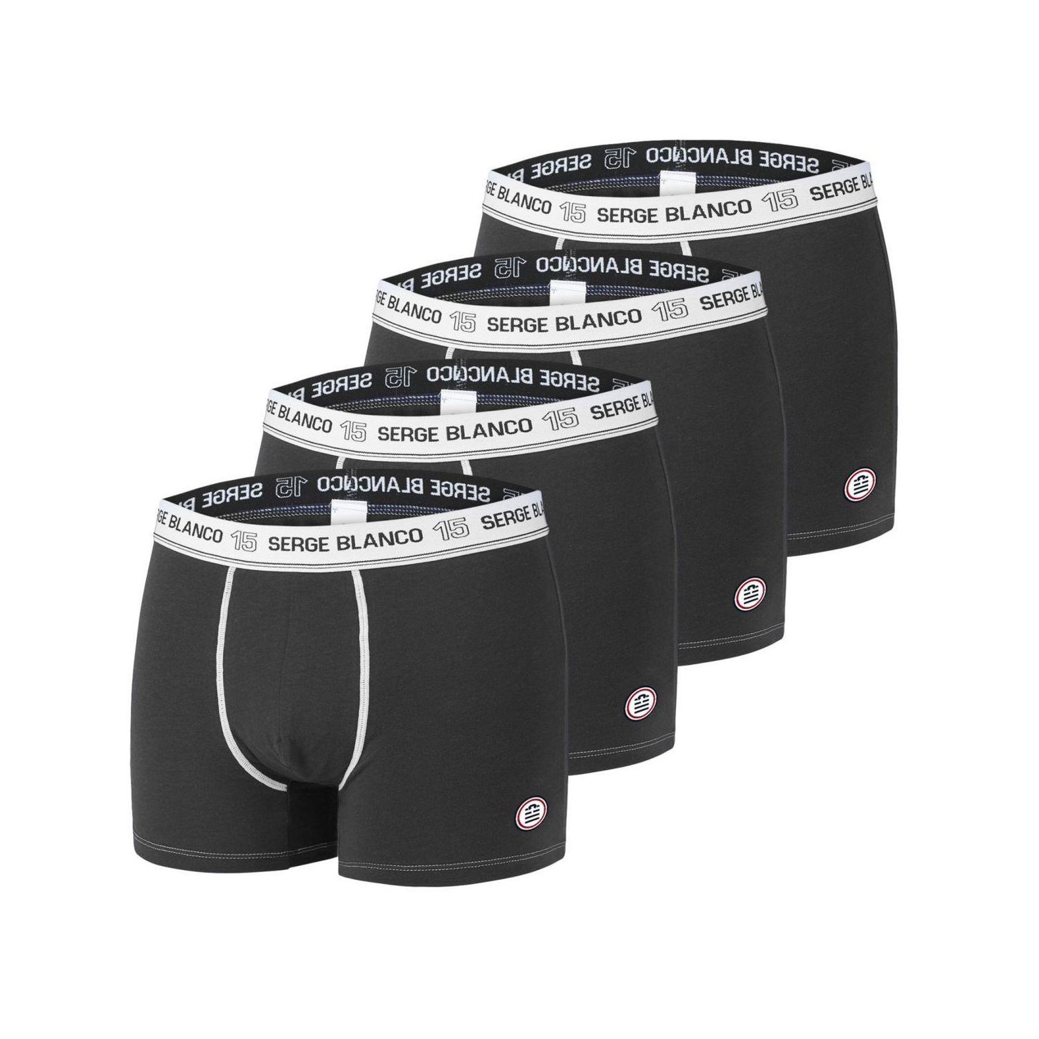 Voir la diapositive 1 : SERGE BLANCO Lot de 4 Boxers coton homme Uni