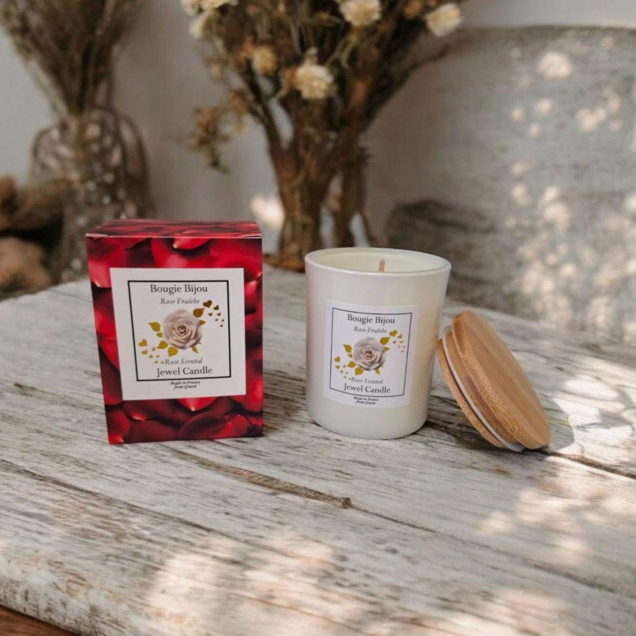 Voir la diapositive 2 : SC CRYSTAL Bougie parfumée à la rose avec Bijou surprise