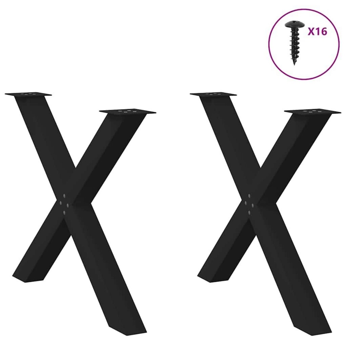 VIDAXL Pieds de table a manger forme de X 2 pcs noir 90x(72-73) cm