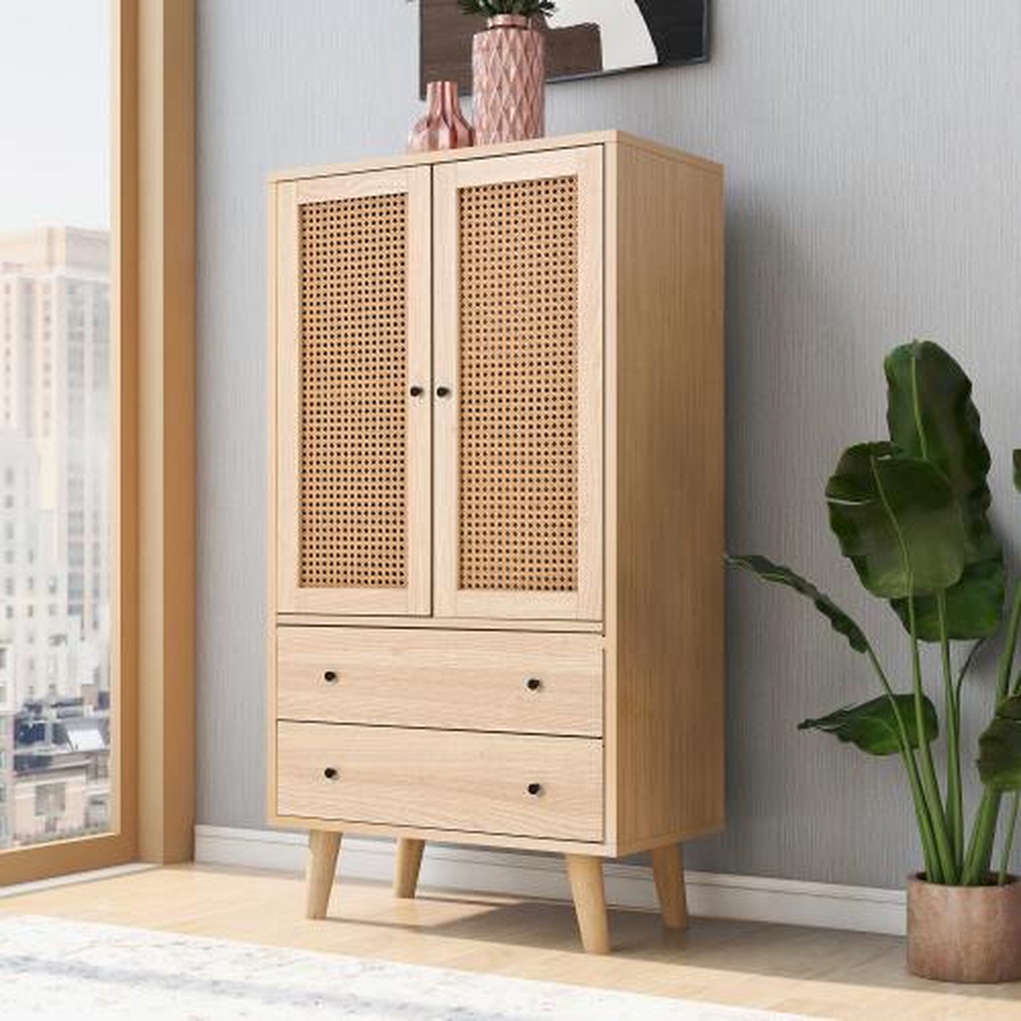 Voir la diapositive 4 : MERAX Buffet 2 porte(s) 2 tiroir(s) - 60 cm naturel panneau de particules