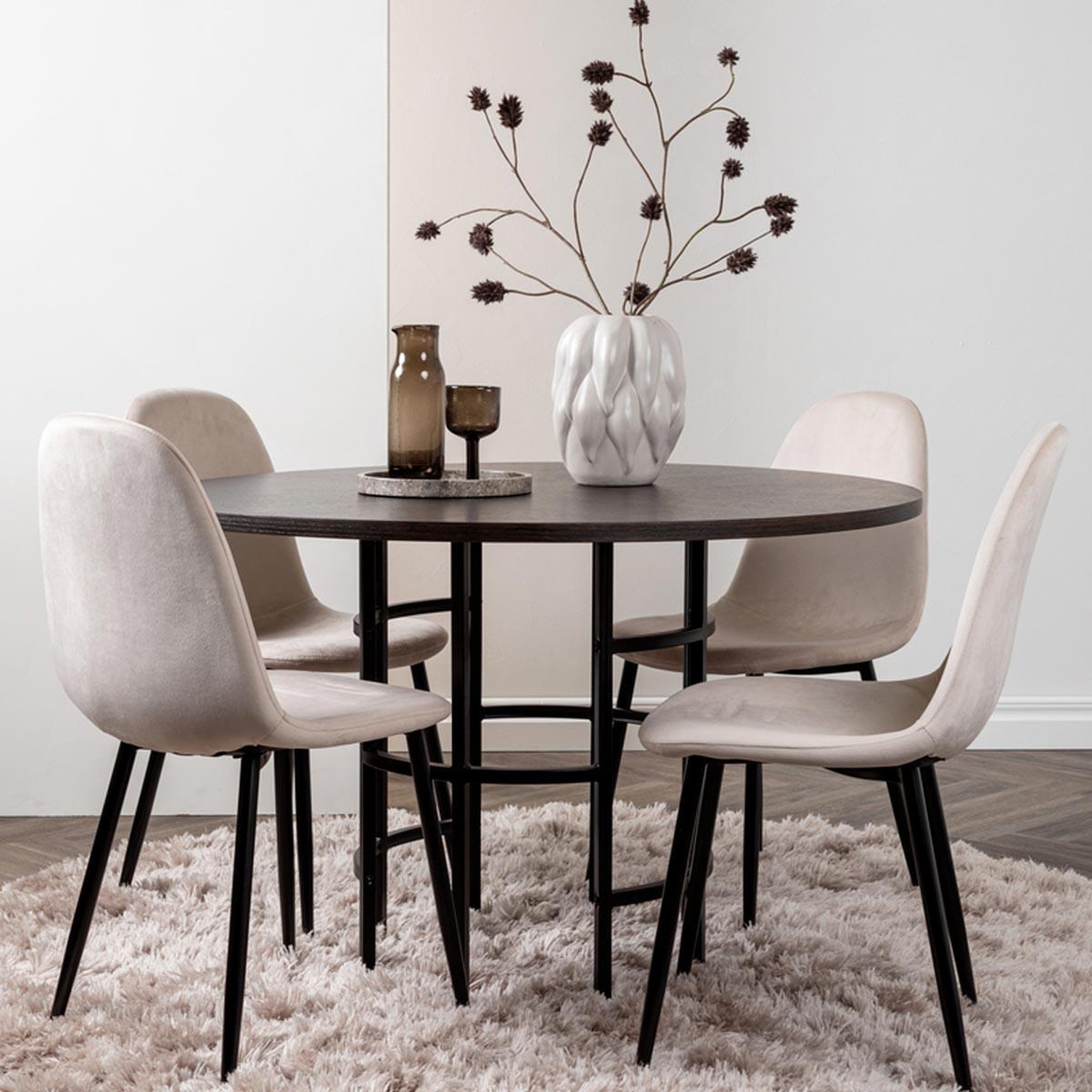 Voir la diapositive 3 : Paris Prix Ensemble table à manger & 4 chaises  copenhagen & polar  115cm marron & beige