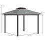 Voir la diapositive 3 : OUTSUNNY Pavillon de jardin style contemporain - barnum avec rideaux - dim. 2,96L x 2,96l x 2,8H m - alu. polyester gris