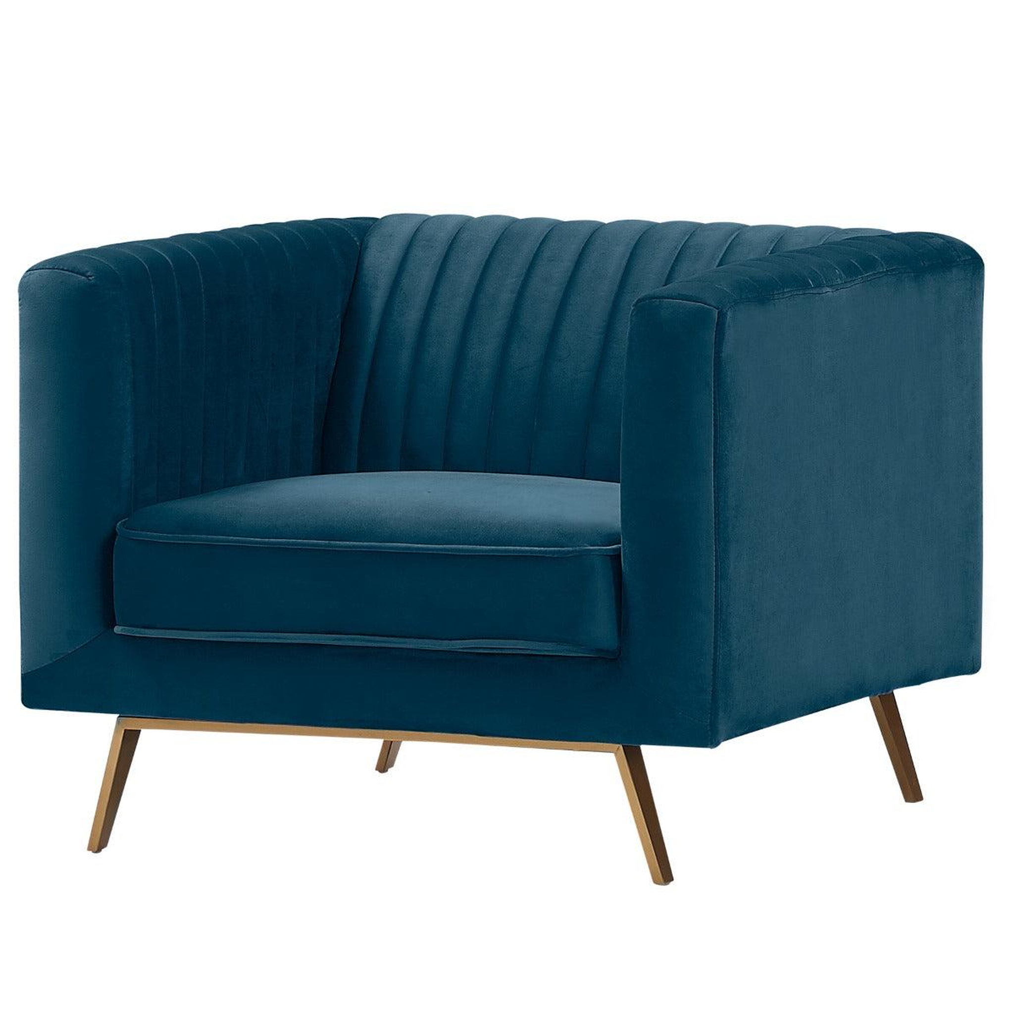 Voir la diapositive 6 : MAISON PAVANE Fauteuil en velours bleu foncé-Gatsby