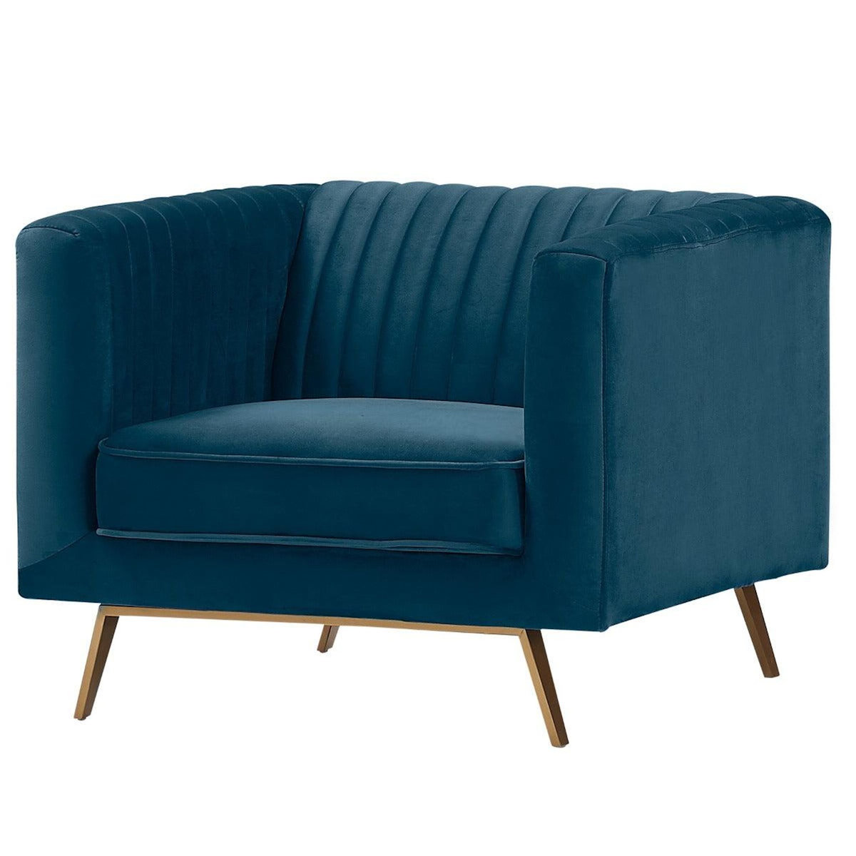 Rendez vous déco Fauteuil en velours bleu foncé-Gatsby
