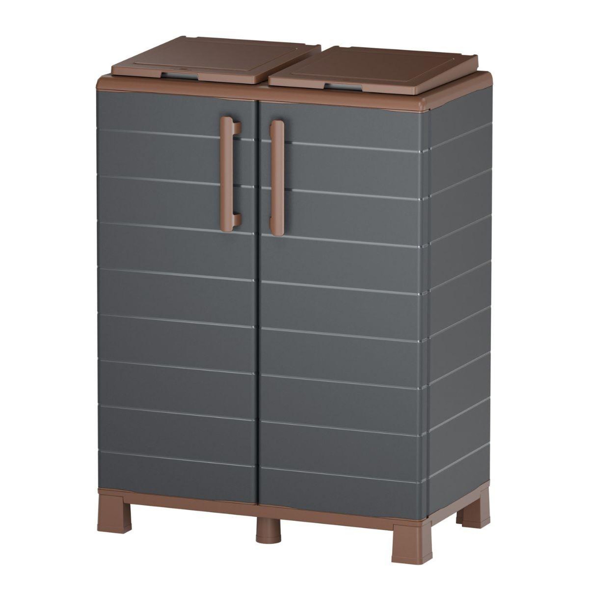ART PLAST Abri poubelles 2 sacs anthracite - armoire cache poubelle de tri sélectif 68 x 37 x 90 cm terrasse, restaurant art plast