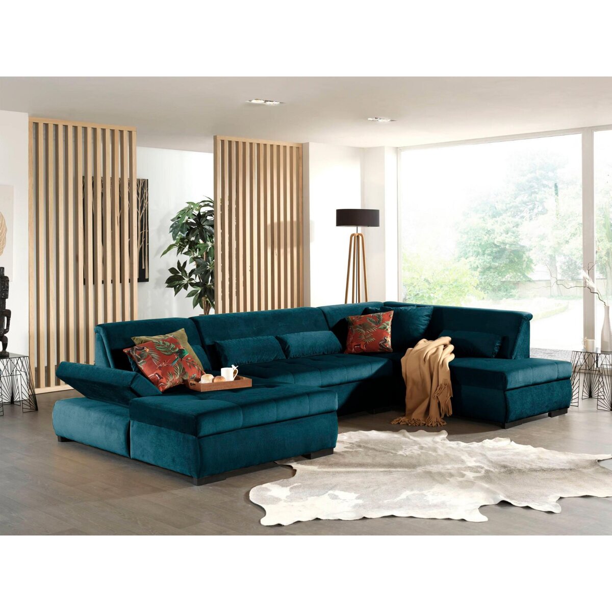 LISA DESIGN Vermont - canapé panoramique d'angle droit - 7 places - xxl - en velours