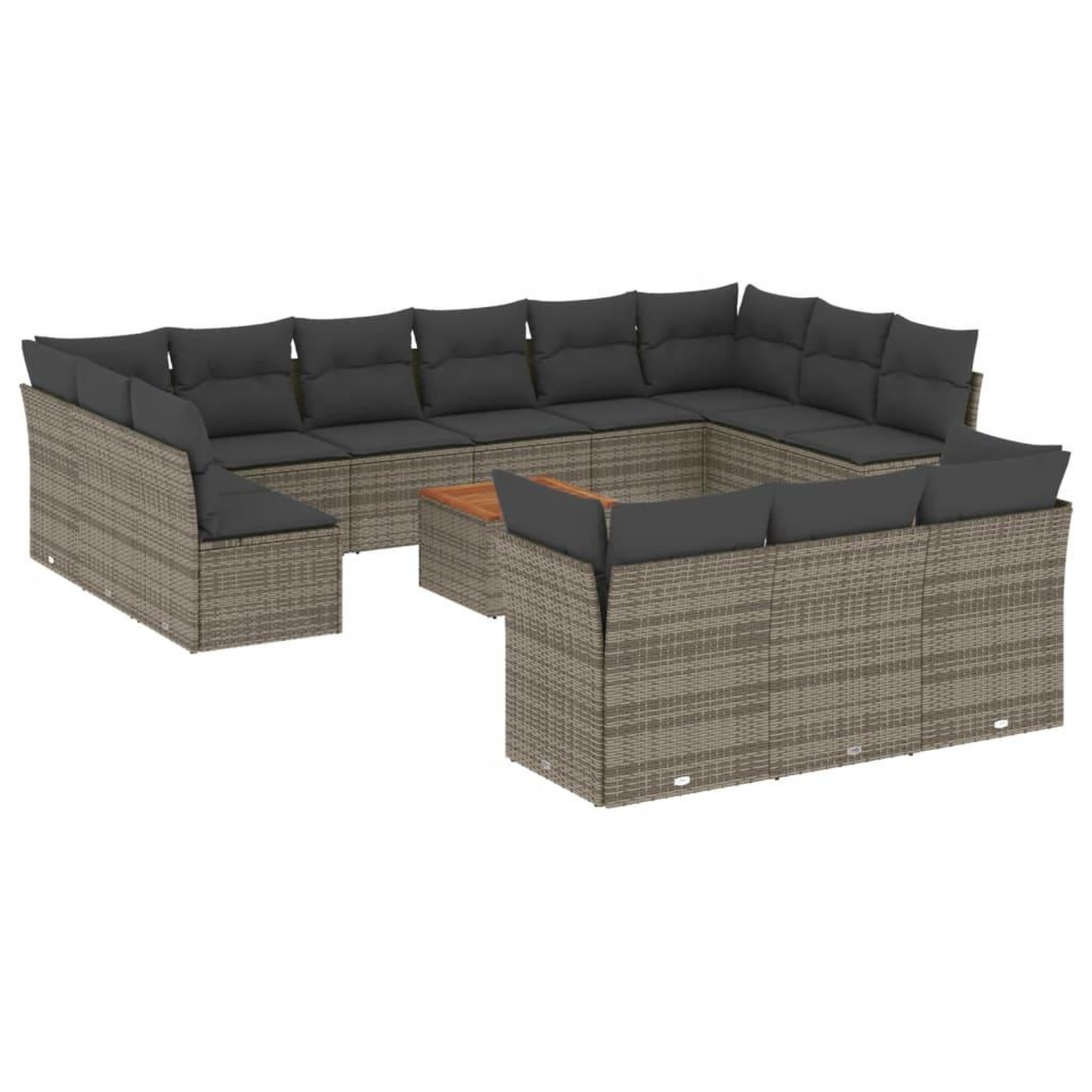 Voir la diapositive 2 : VIDAXL Salon de jardin avec coussins 14 pcs gris resine tressee