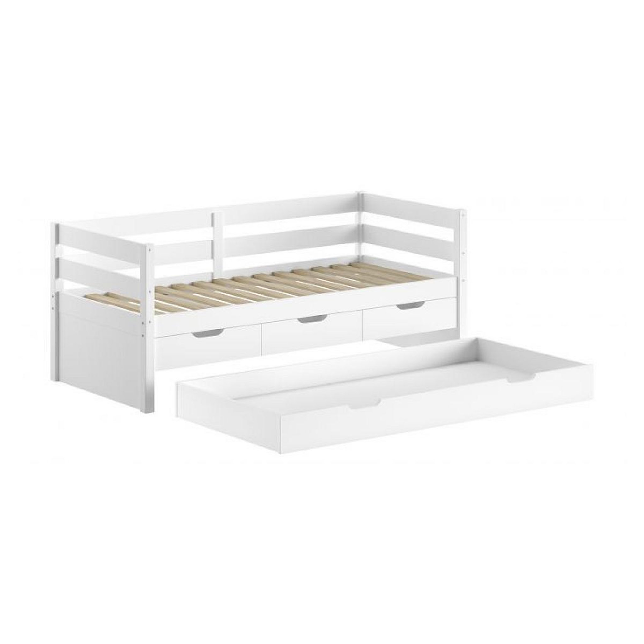 Voir la diapositive 3 : Vipack Lit capitaine margrit 90x200cm blanc avec rangements – vipack