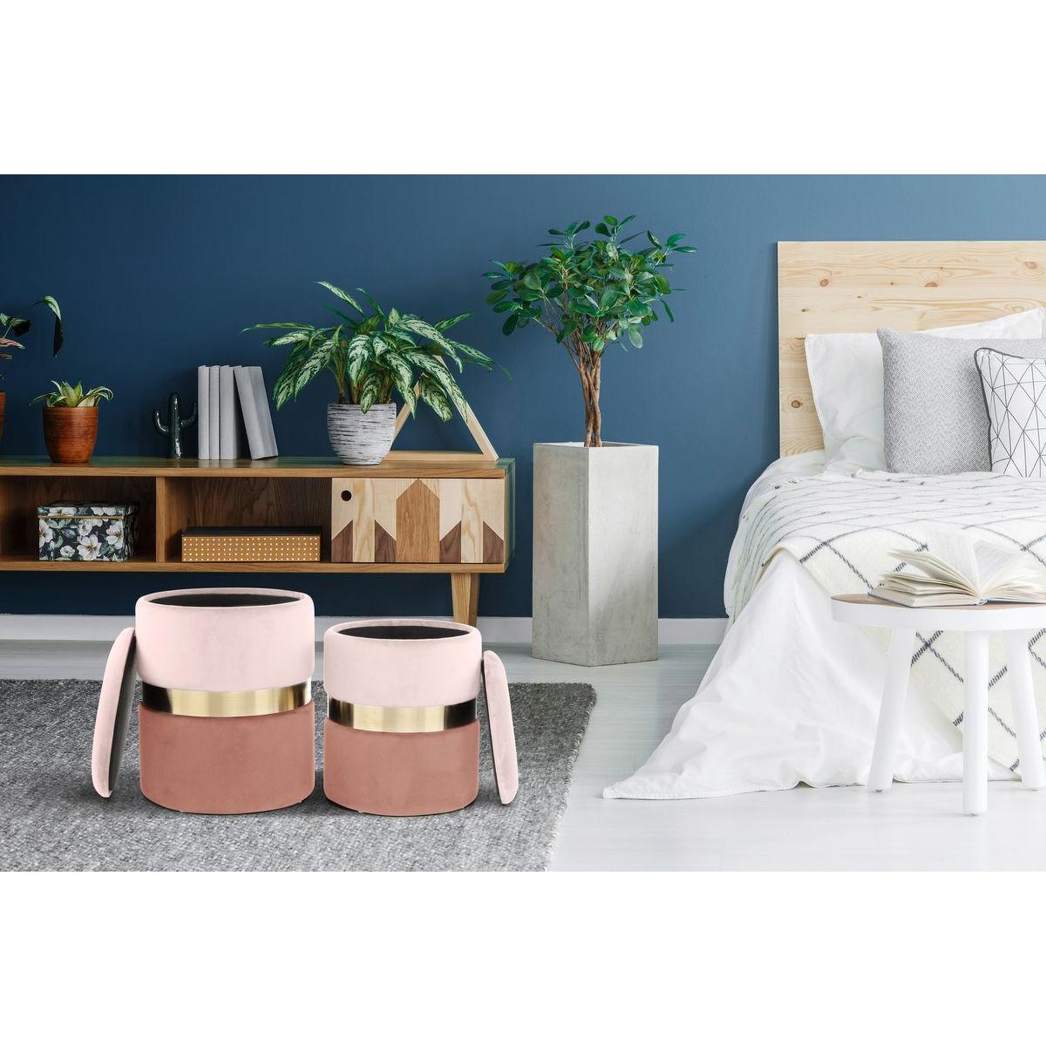 Voir la diapositive 3 : Paris Prix Lot de 2 poufs & coffres de rangement  zora  44cm rose