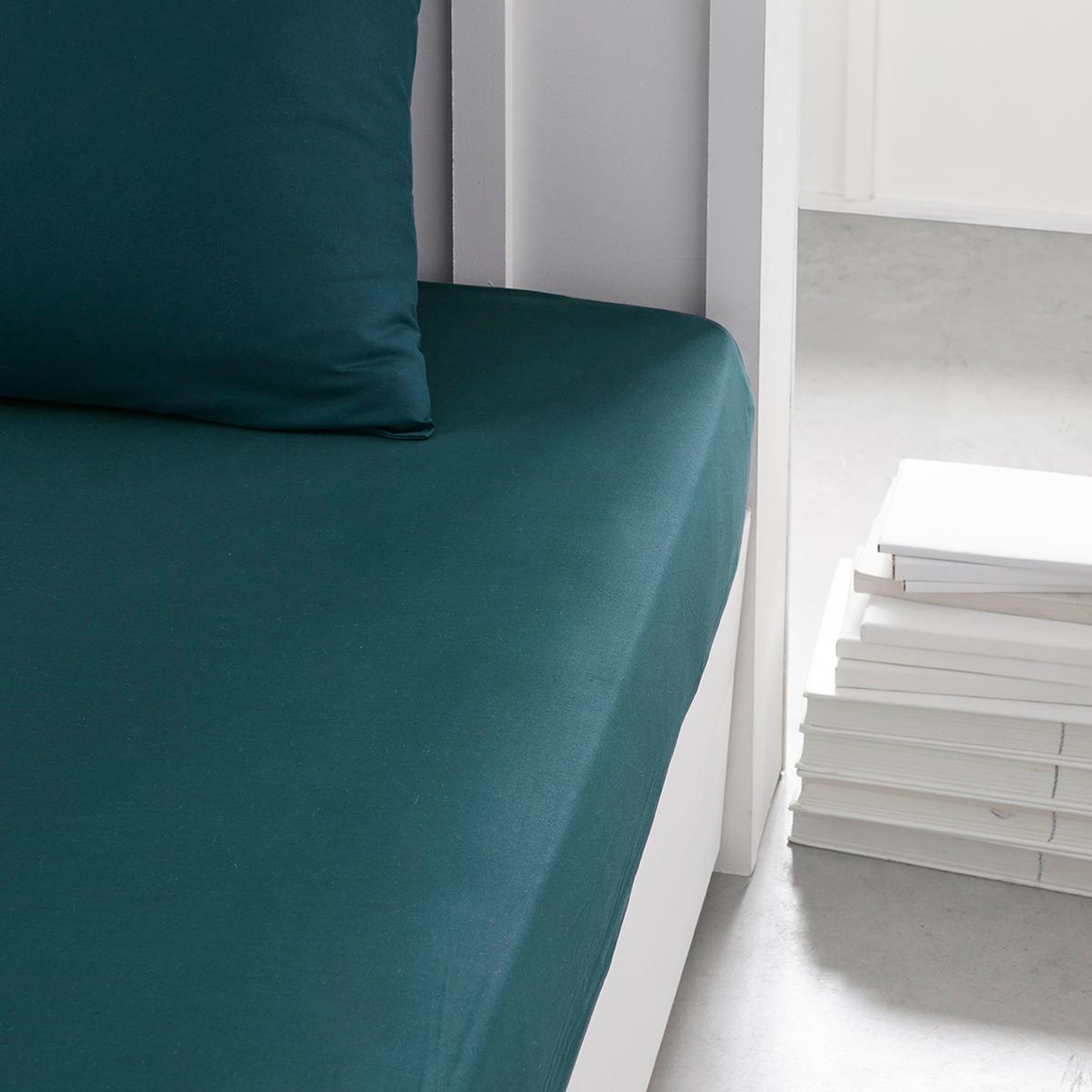 Voir la diapositive 3 : TODAY Drap housse uni en Coton 57 fils ESSENTIAL 