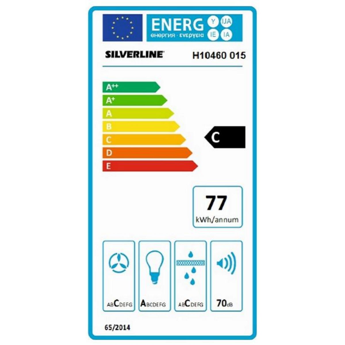 Silverline Hotte décorative murale 60cm 70db 540m3/h inox - h10460015