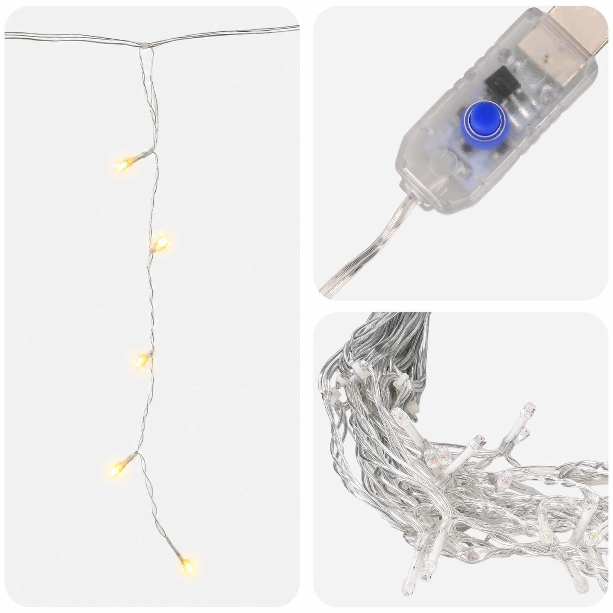 Voir la diapositive 5 : VIDAXL Rideaux lumineux 210 LED Blanc chaud 500 x 72 cm