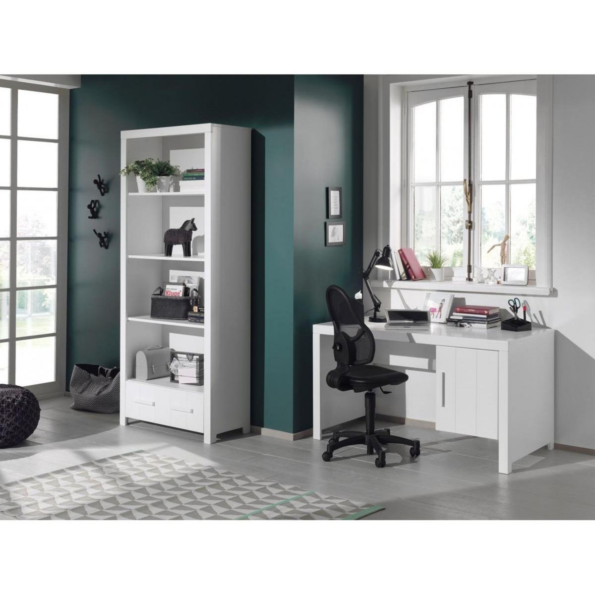 Vipack Vipack  ERIK  Lit simple + Lit gigogne + Armoire + Bureau + Table de Chevet + Bibliothèque