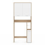 Voir la diapositive 3 : ID MARKET Meuble étagère dessus WC WALLIS bois façon hêtre et blanc