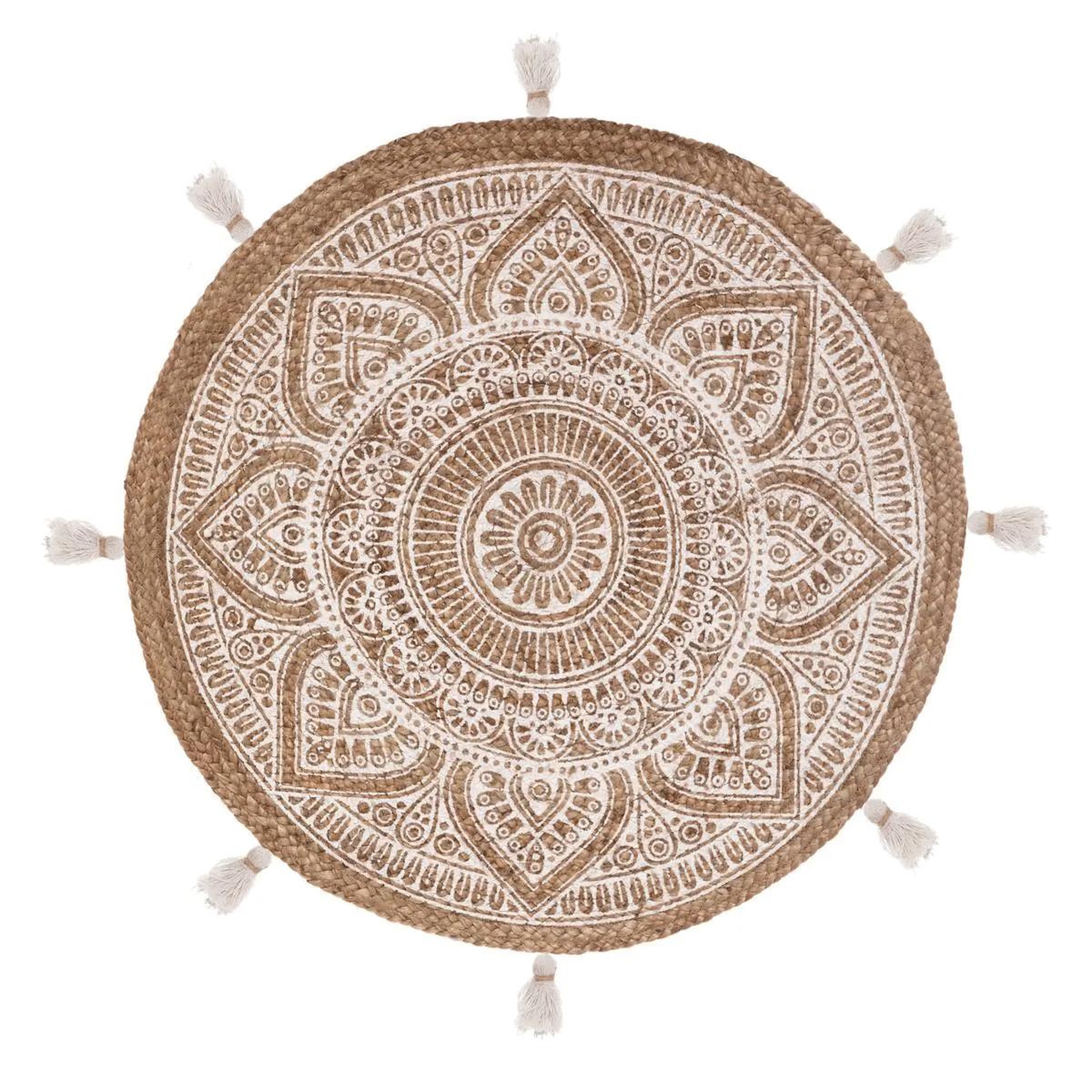 Voir la diapositive 1 : ATMOSPHERA Tapis déco en jute  rosalie  78cm naturel & blanc