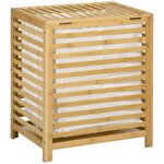 HOMCOM Panier à linge - sac en tissu amovible, couvercle - dim. 50L x 36l x 60H - bois bambou verni