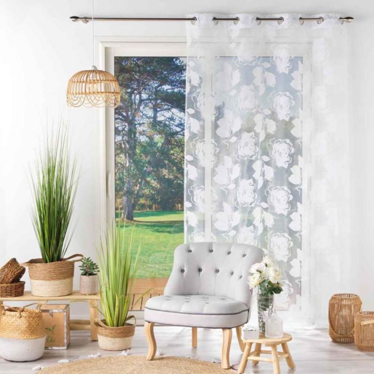 Paris Prix Rideau Voilage à Œillets  Florinella  140x240cm Blanc