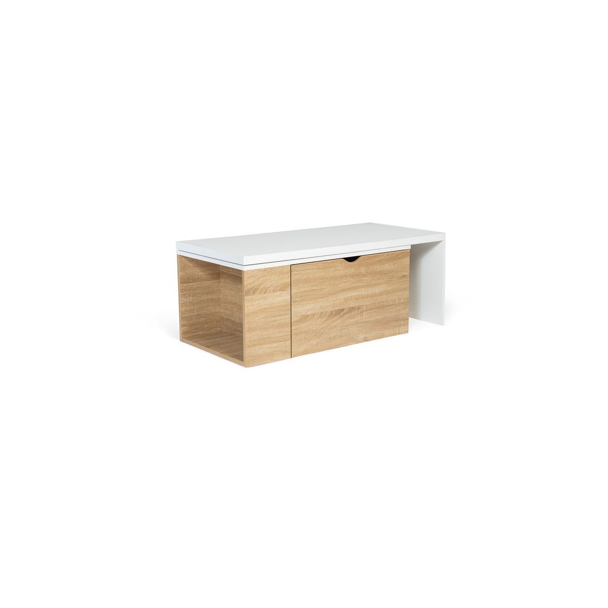 Table basse rotative 360° 1 porte avec rangement