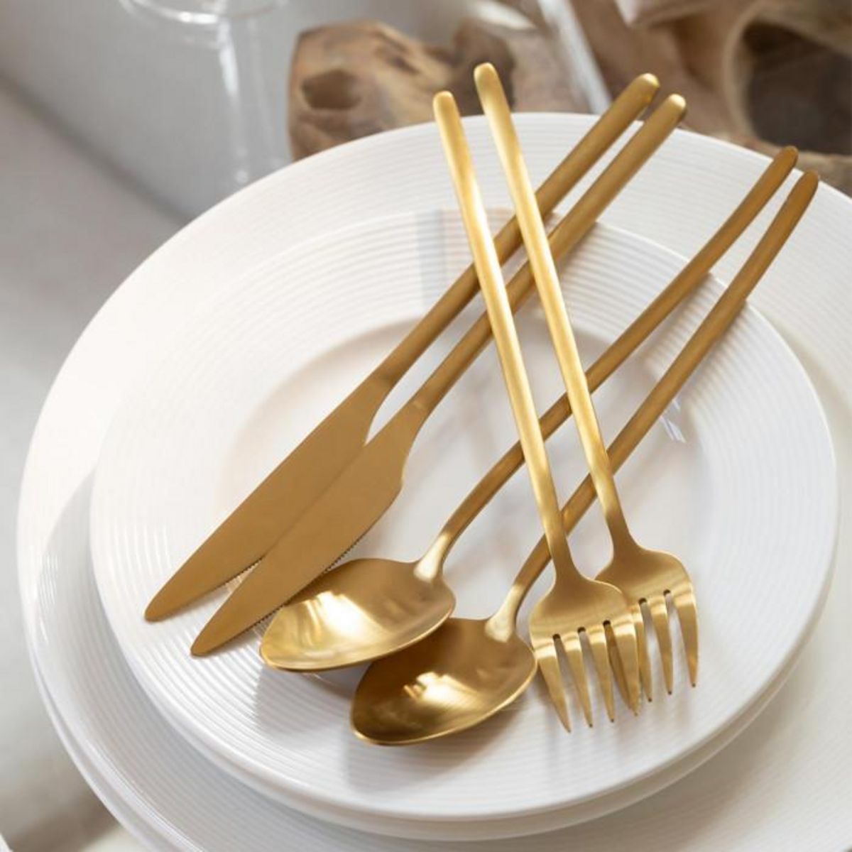 Paris Prix Ménagère 24 Pièces en Inox  Irvin Mat  27cm Or