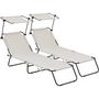 Voir la diapositive 1 : Habitat et Jardin Lot de 2 bain de soleil pliable  Lazy  - Avec pare soleil - Beige