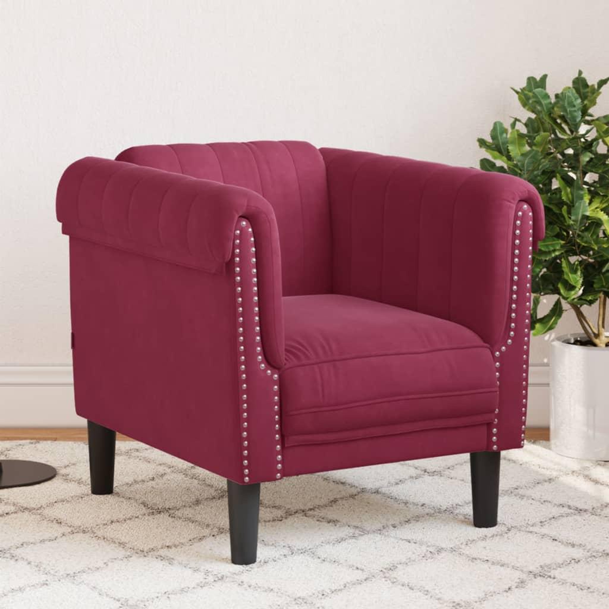 VIDAXL Fauteuil rouge bordeaux velours