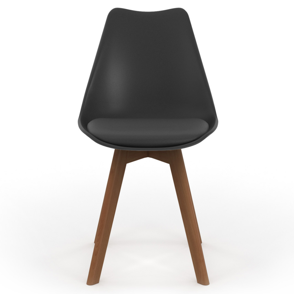 ID MARKET Lot de 6 chaises scandinaves SARA noires pieds foncés pour salle à manger