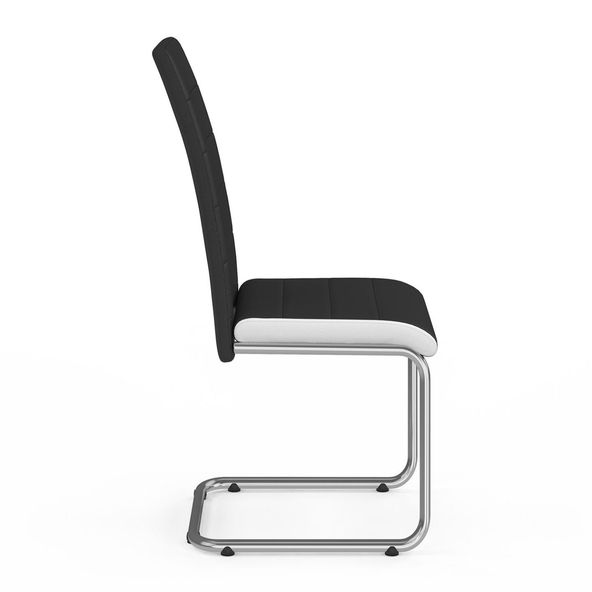 Voir la diapositive 4 : ID MARKET Lot de 4 chaises mia noires liseré blanc pour salle à manger
