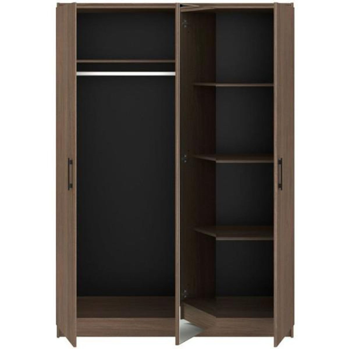 PARISOT Armoire de chambre - AZUKA - Orme torréfié - 3 portes - Style contemporain - 139 x 52 x 197 cm
