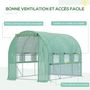 Voir la diapositive 3 : OUTSUNNY Serre de jardin tunnel 6 m² 6 fenêtres porte zippée acier galvanisé PE vert