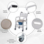 Voir la diapositive 6 : HOMCOM HOMCOM Chaise percée à roulettes - fauteuil roulant percé - chaise de douche - seau amovible, accoudoirs, repose-pied - acier chromé HDPE blanc