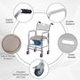 Voir la diapositive 6 : HOMCOM HOMCOM Chaise percée à roulettes - fauteuil roulant percé - chaise de douche - seau amovible, accoudoirs, repose-pied - acier chromé HDPE blanc