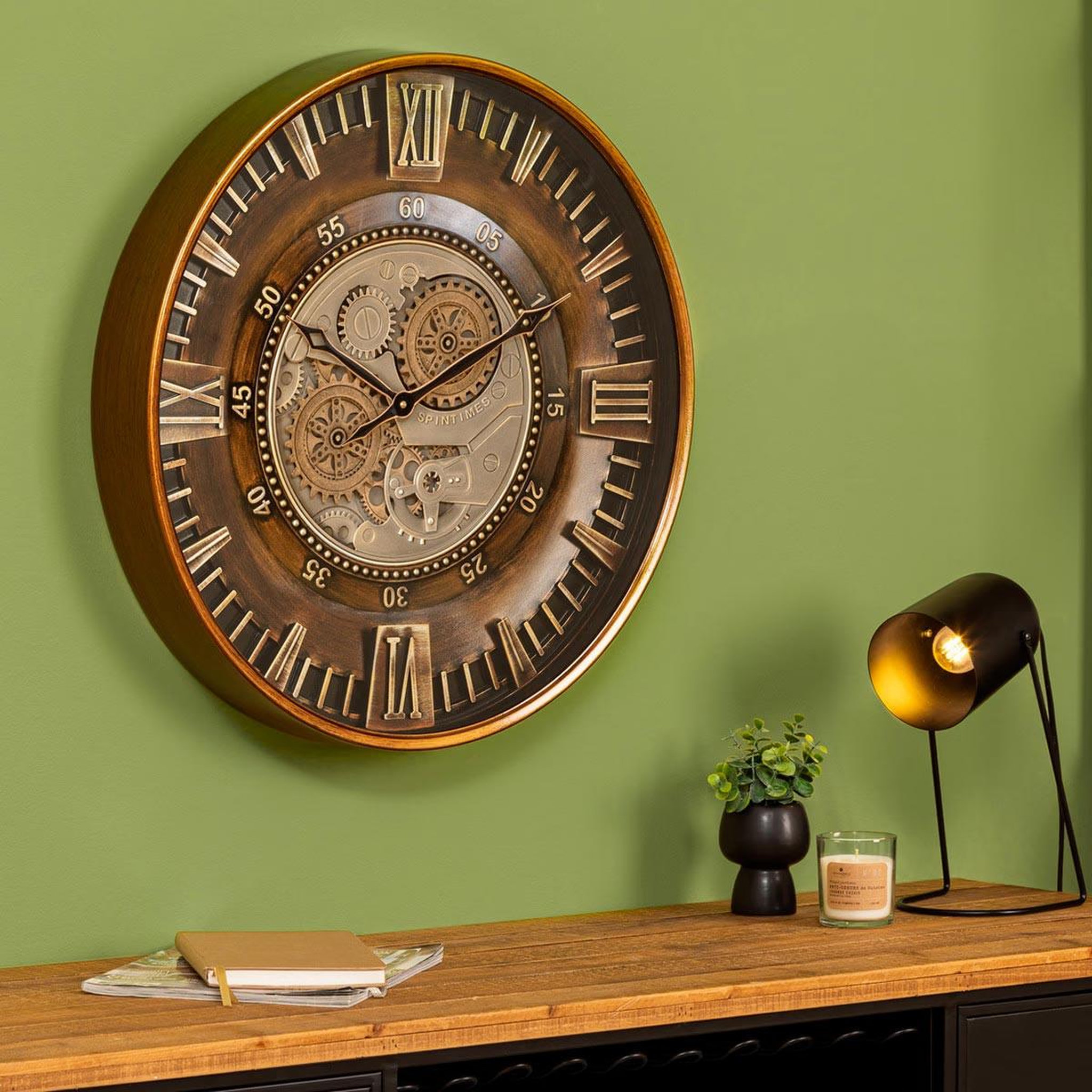 Voir la diapositive 4 : ATMOSPHERA Horloge avec mécanisme  yoni  59cm marron