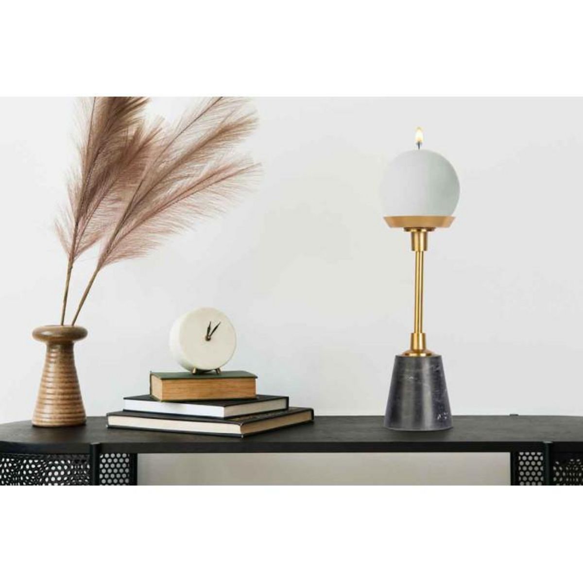 Paris Prix Bougeoir Design en Marbre  Fayya  30cm Noir & Or