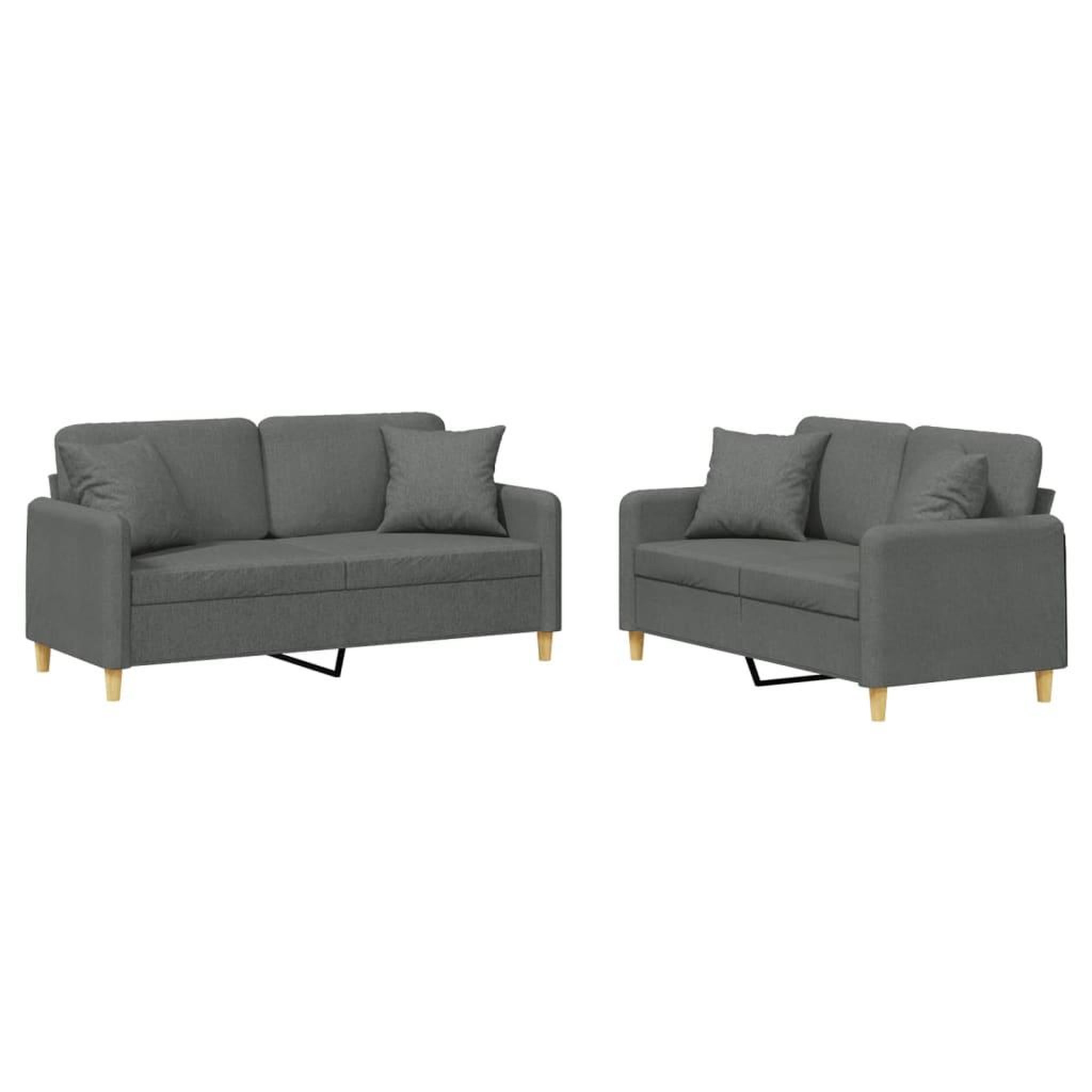 Voir la diapositive 2 : VIDAXL Ensemble de canapes 2 pcs coussins gris fonce tissu