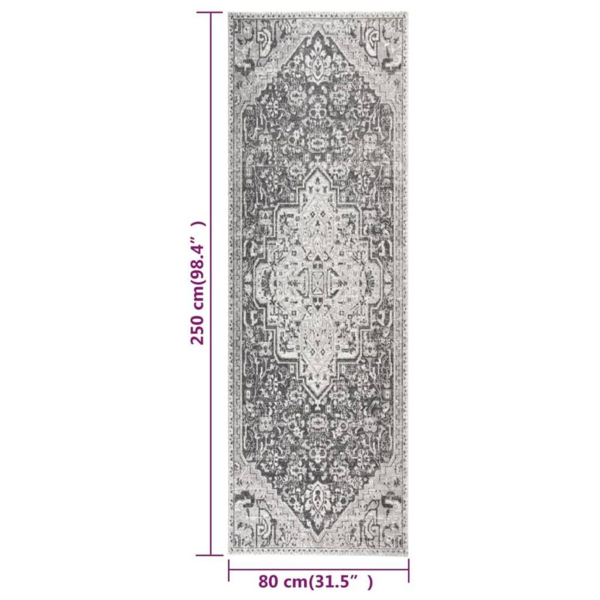 VIDAXL Tapis a tissage plat d'exterieur 80x250 cm Gris clair