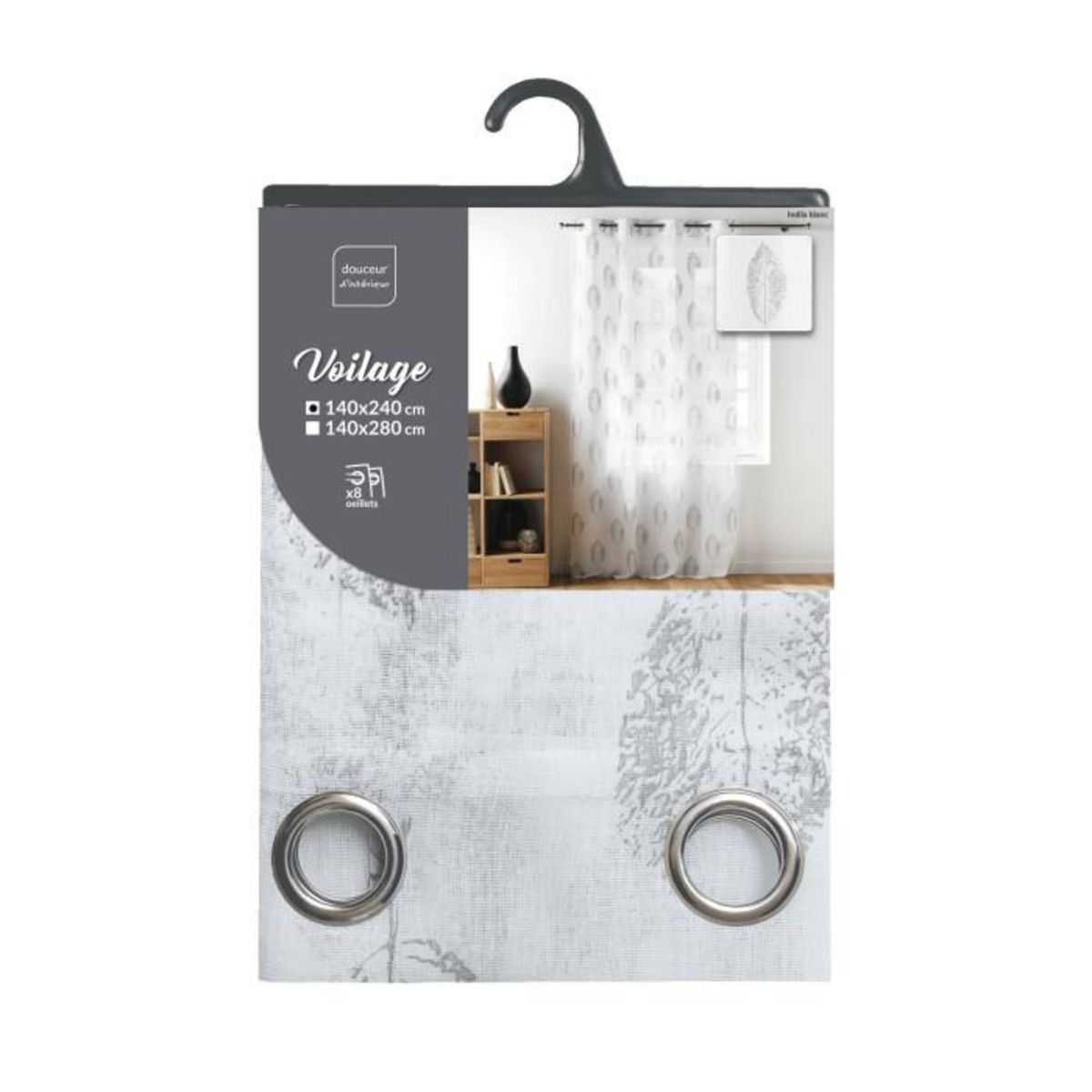 Paris Prix Rideau Voilage à Œillets  Indila  140x240cm Blanc