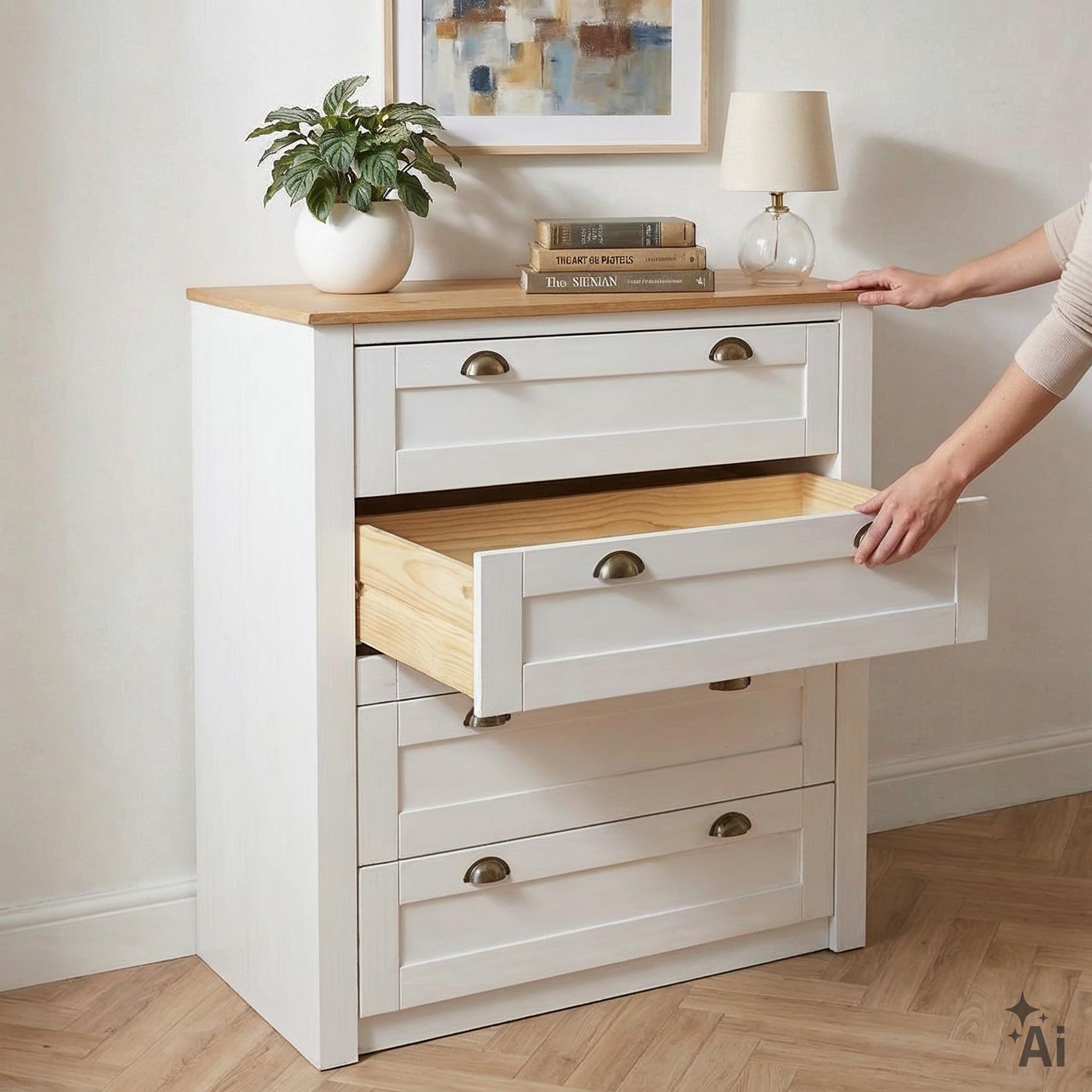 Voir la diapositive 3 : IDIMEX Commode BOLTON avec 4 tiroirs, en pin massif