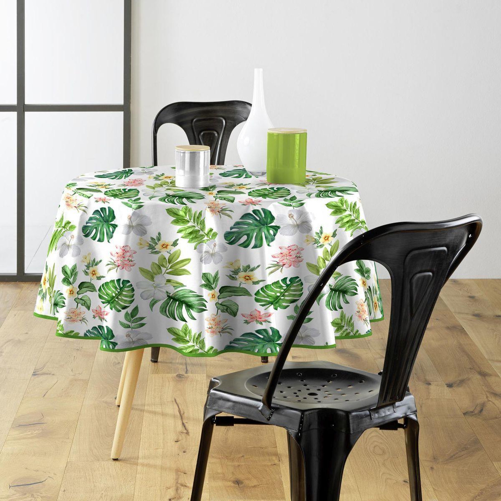 Douceur d'Intérieur Nappe toile cirée ronde  baleares  160cm vert