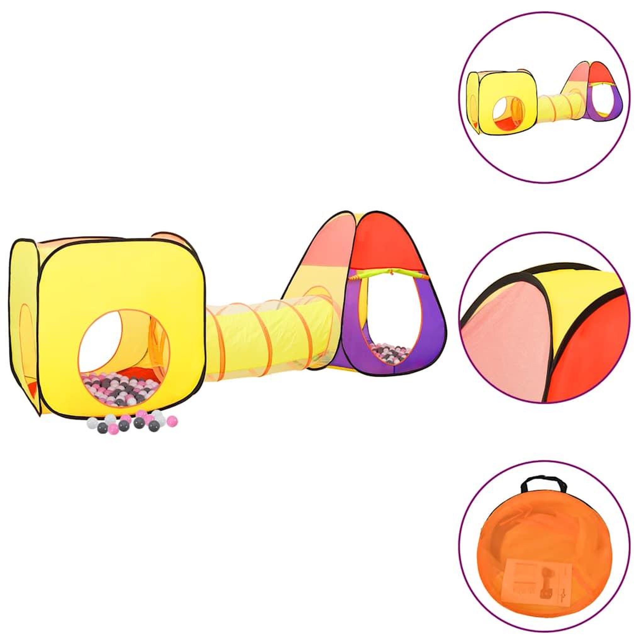 VIDAXL Tente de jeu pour enfants 250 balles Multicolore 255x80x100 cm