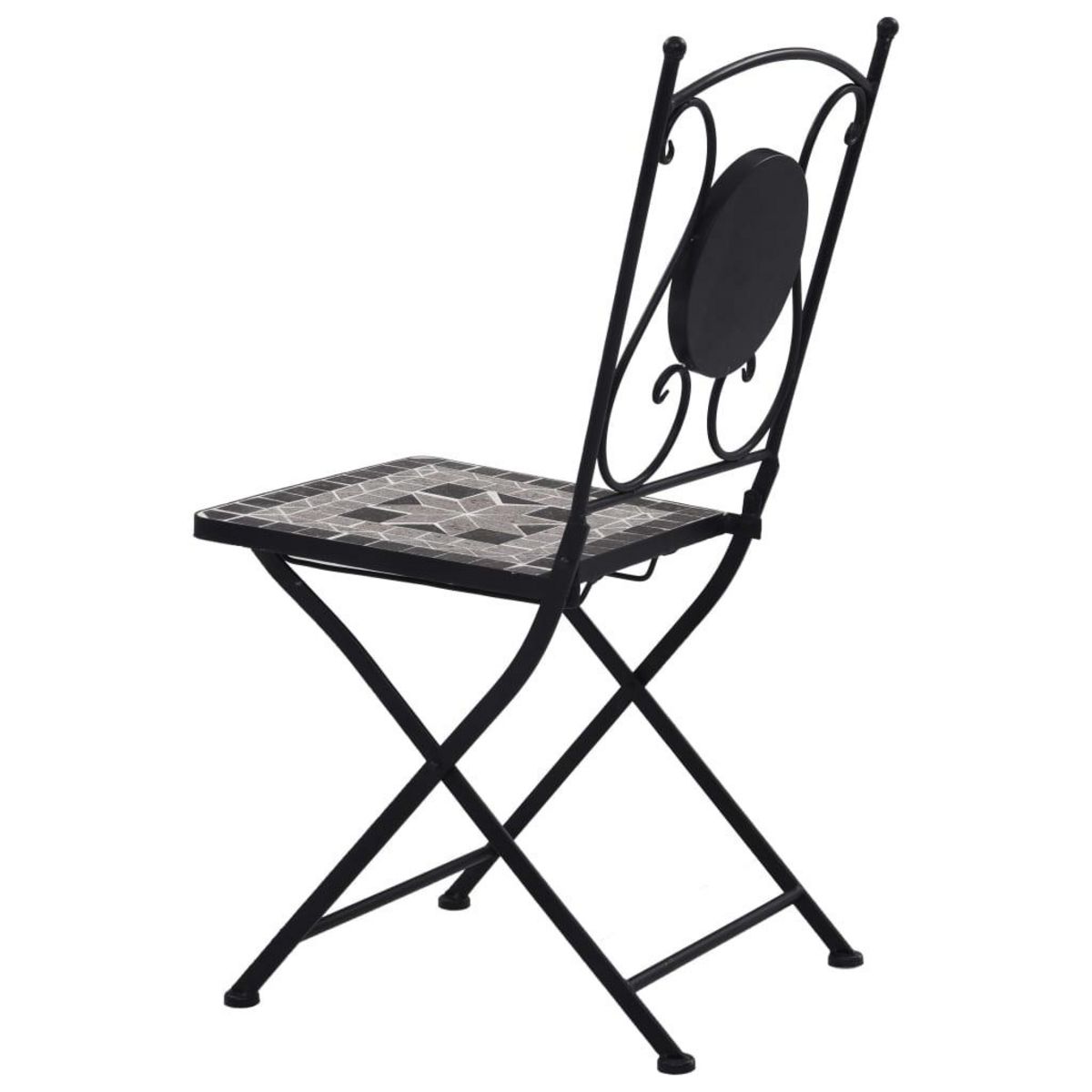 VIDAXL Chaises de bistrot mosaïque lot de 2 Gris