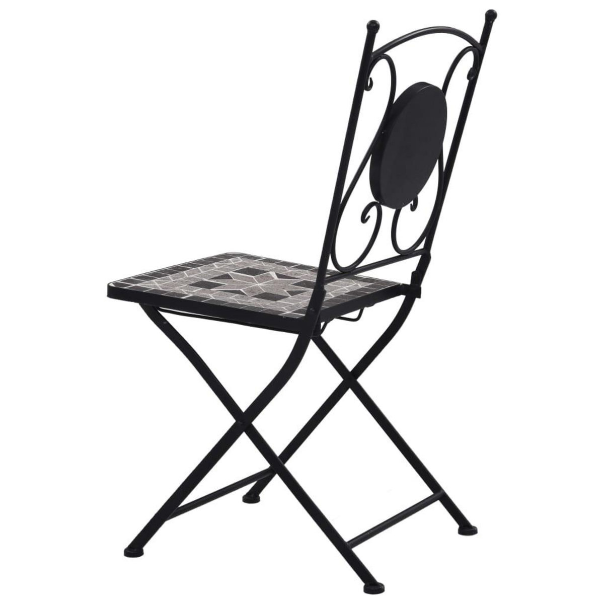 VIDAXL Chaises de bistrot mosaïque lot de 2 Gris