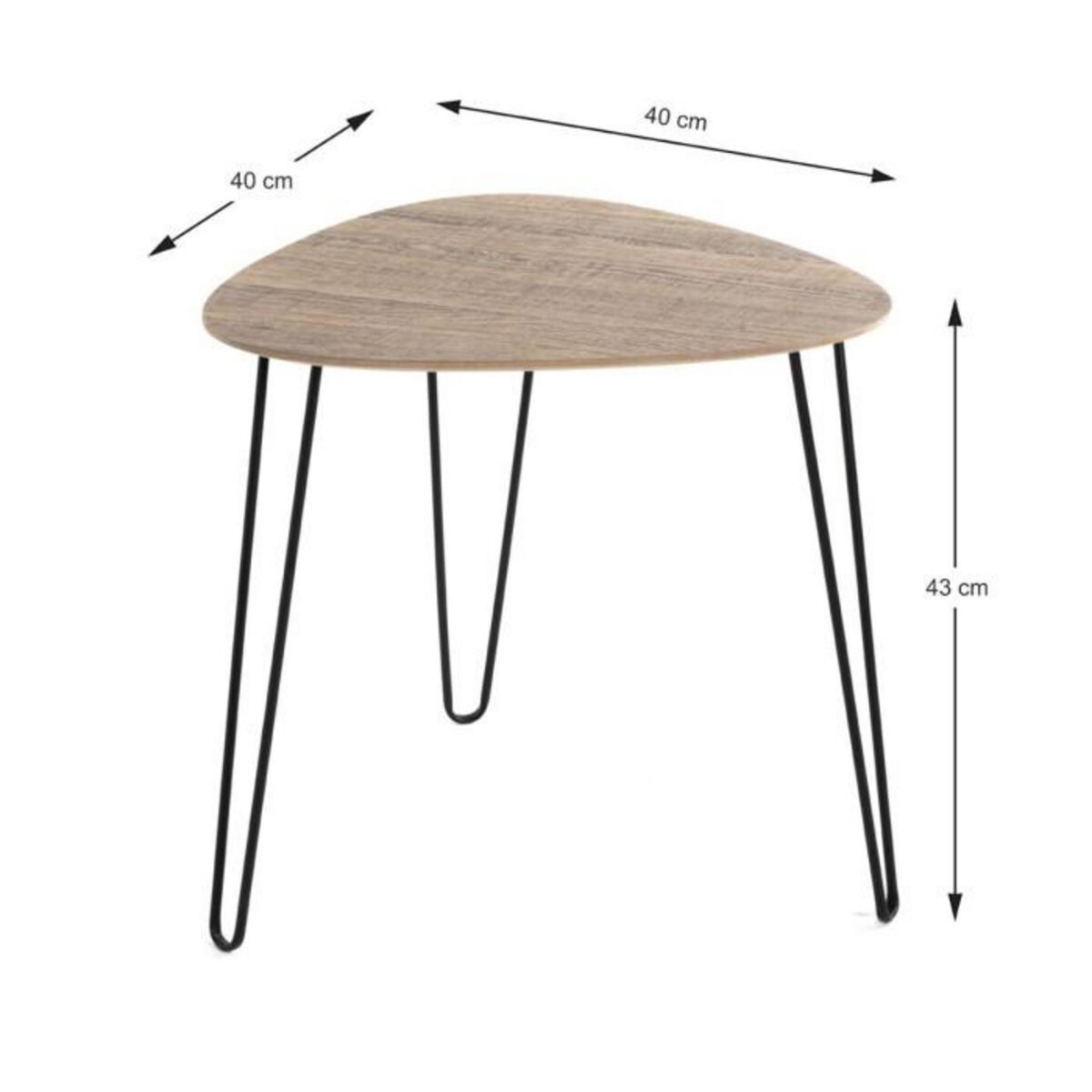 Paris Prix Table d'Appoint Design  Rodry  43cm Chêne & Noir