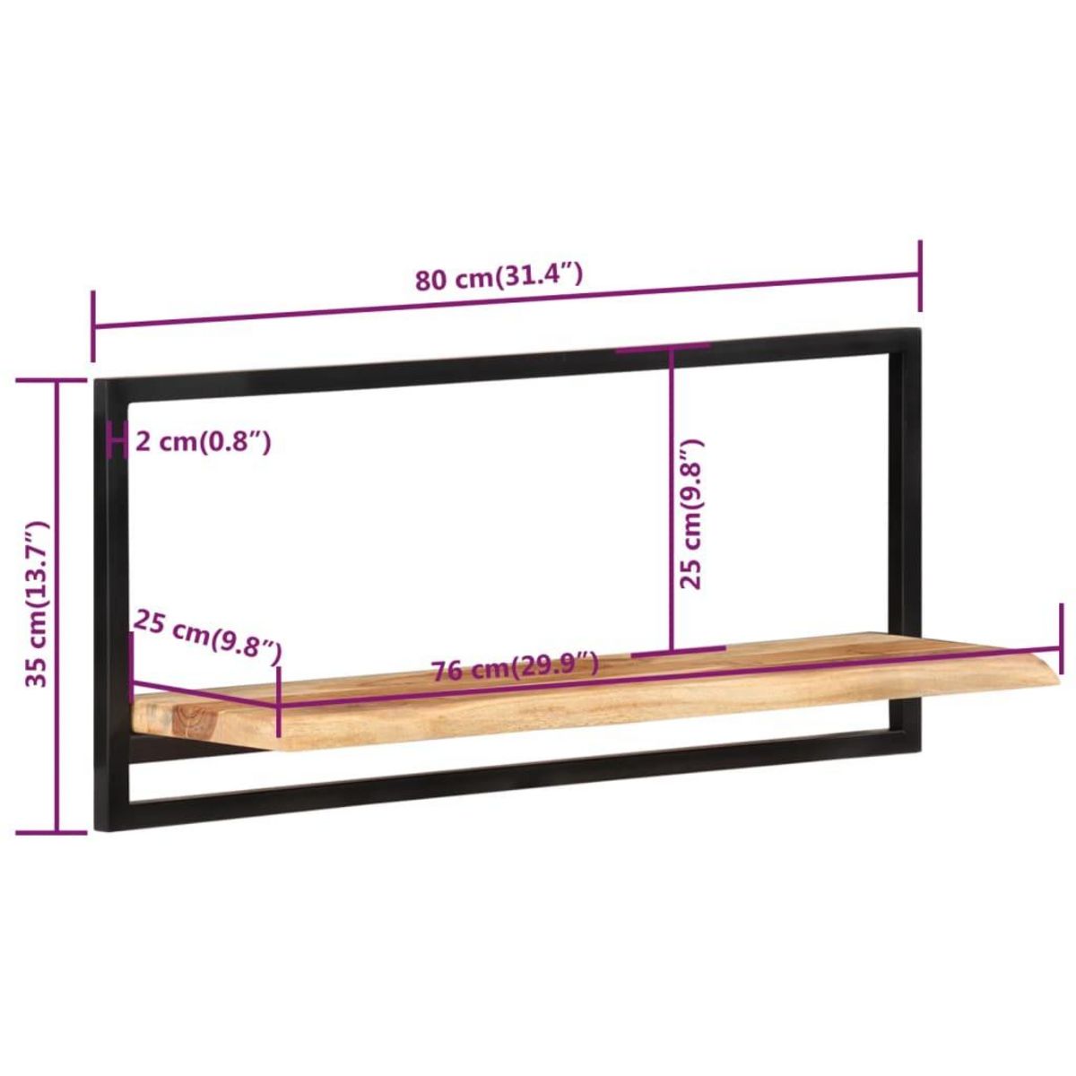 VIDAXL Etageres murales 2 pcs 80x25x35 cm Bois d'acacia et acier